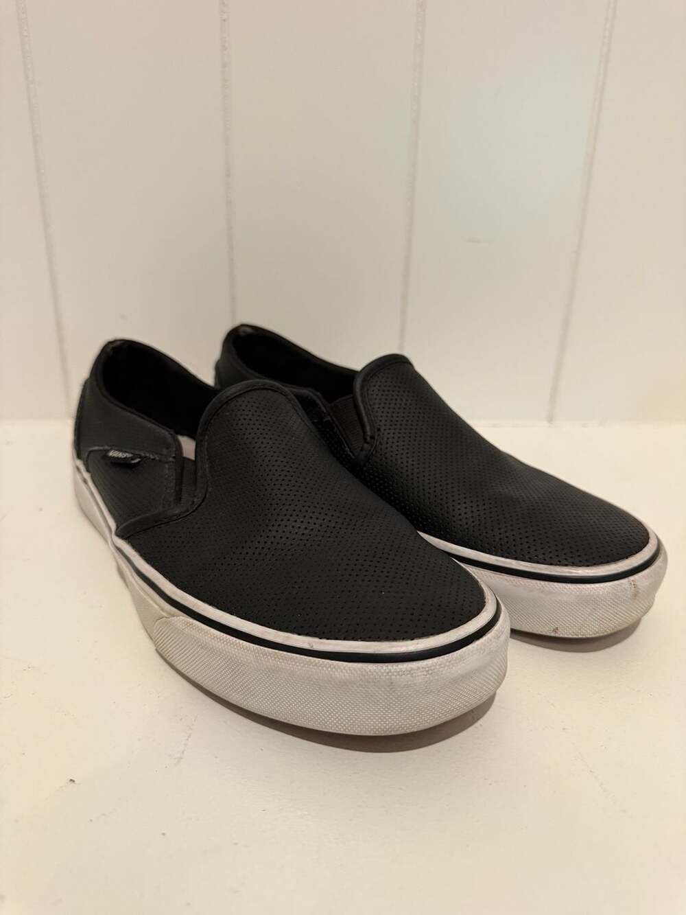 Vans Asher Perforated Leather Slip-On Sneakers